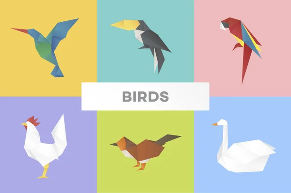 Origami en forma de aves — Vector de stock