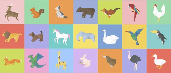 Origami in shape of animals — Stock Vector