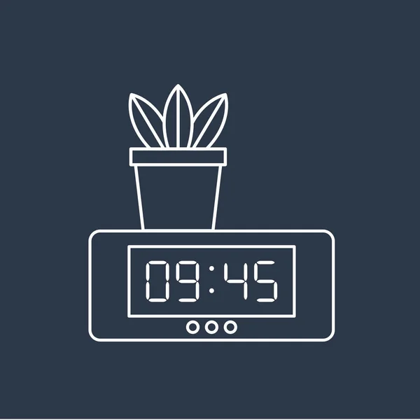 A bankban, a digitális óra ikon növény — Stock Vector