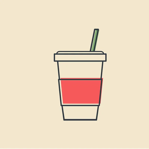 Koud drankje cup pictogram — Stockvector