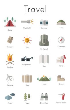 Kamping simgeler koleksiyonu 
