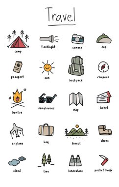 Kamping simgeler koleksiyonu