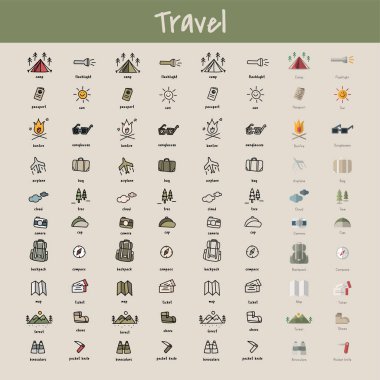 Kamping simgeler koleksiyonu