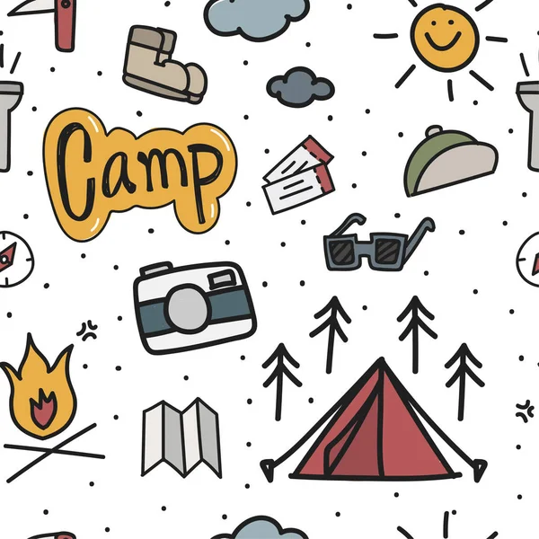 Camping iconos fondo — Vector de stock