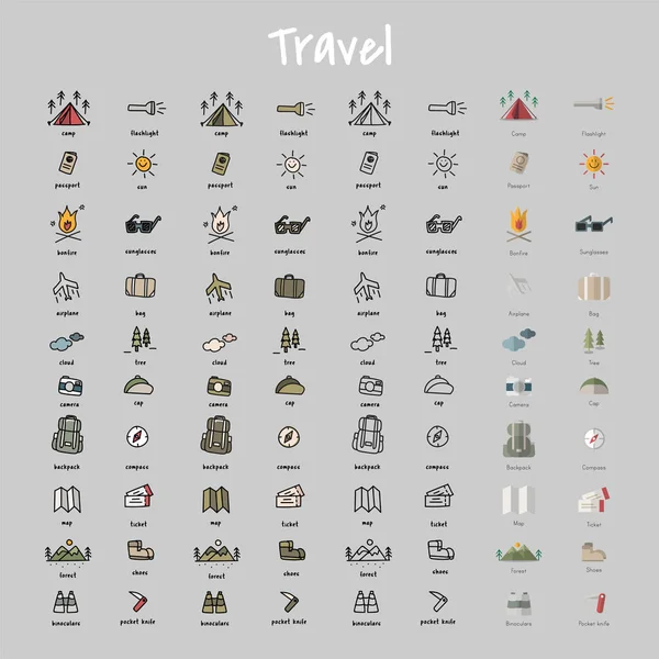 Kamping simgeler koleksiyonu