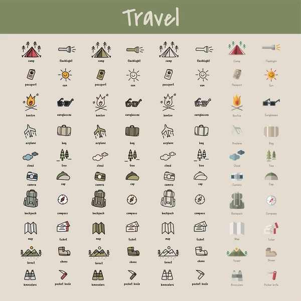 Kamping simgeler koleksiyonu