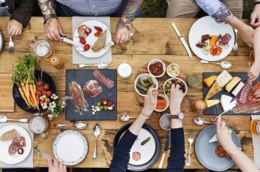 Grup insanlar yemek kavramı, özgün photoset