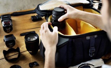 Fotoğrafçı ile kamera ekipmanı, özgün photoset