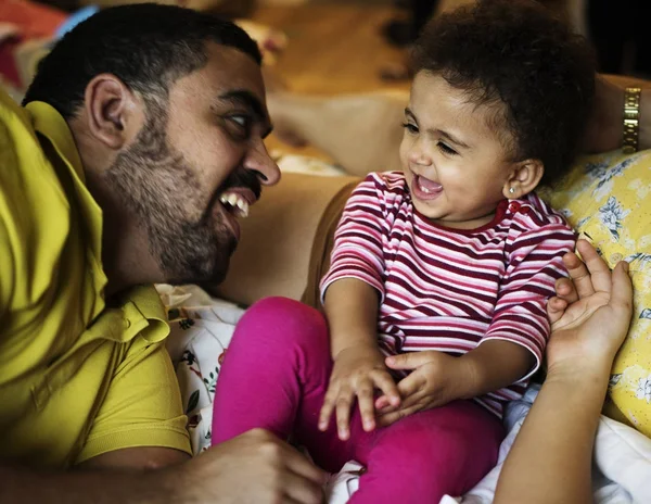 Dad Playing Little Baby Daughter Original Photoset — Stock Photo, Image