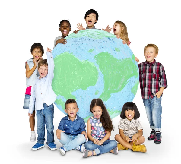 Gruppo Felicità Bambini Tutto Mondo Fotoinsieme Originale — Foto Stock