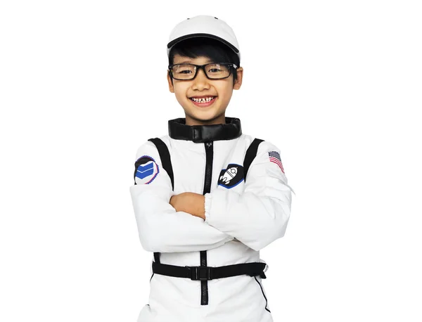 Young Boy Astronaut Costume Original Photoset — Stock Photo, Image