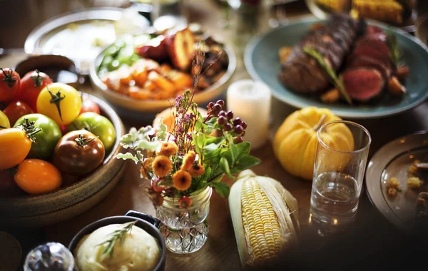 Thanksgiving Day Celebration Table Dinner Original Photoset — Stock Photo, Image