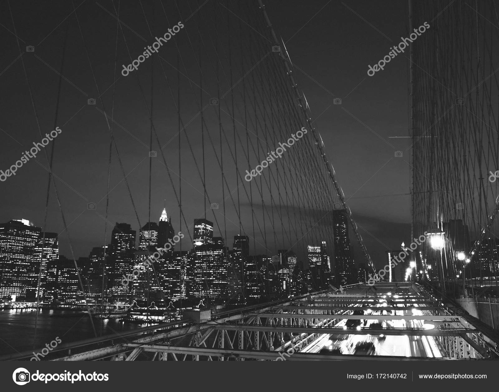 View New York City Night Time Original Photoset Stock Photo
