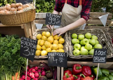 Çiftçi Market, orijinal taze organik tarımsal ürün hazırlama Manav photoset