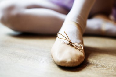 Balerin kız Pointe ayakkabı, bale, eğitim ve dans kavramı, özgün photoset 