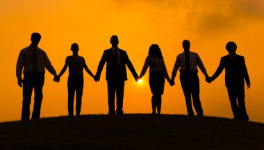 Ortaklık, özgün photoset grup insan siluetleri