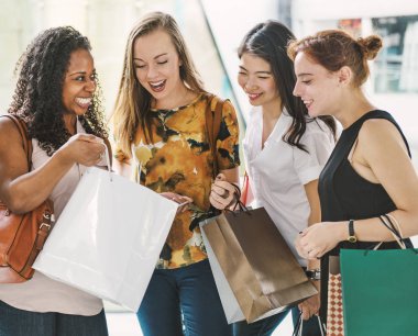 Kız alışveriş kavramı gidiş, orijinal photoset