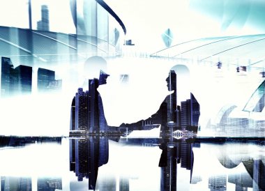 İş adamları el sıkışıyor, orijinal fotoşet