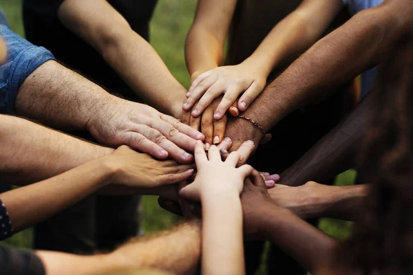 Groep Van Mensen Met Hun Handen Samen Origineel Photoset — Stockfoto