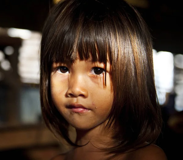 Little Asian Girl Staring Camera Original Photoset — Stock Photo, Image