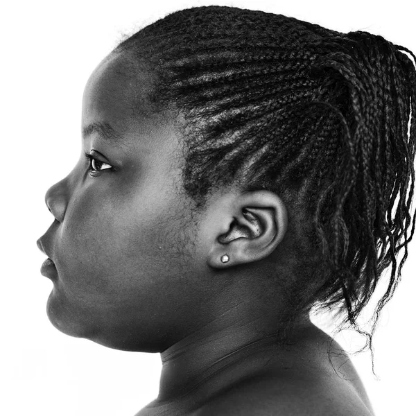 Профиль Африканской Девочки Позирующей Студии Портретная Съемка — стоковое фото