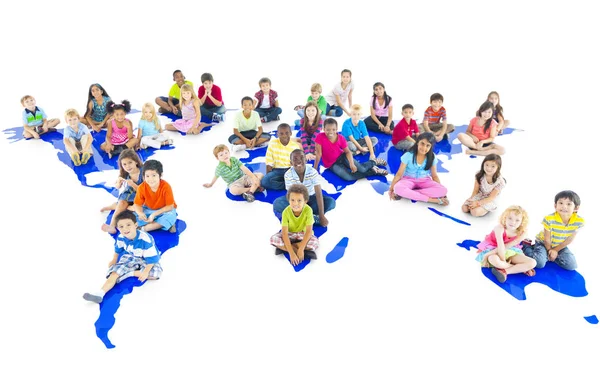 Group of diverse kids in studio — Stock Photo, Image