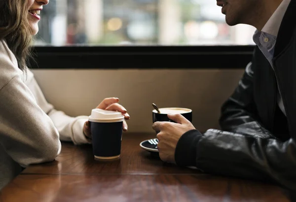 Par Dricka Kaffe Ursprungliga Fotosätta — Stockfoto