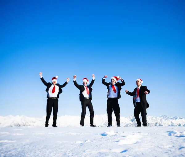 Glad Affärsmän Vintern Ursprungliga Fotosätta — Stockfoto