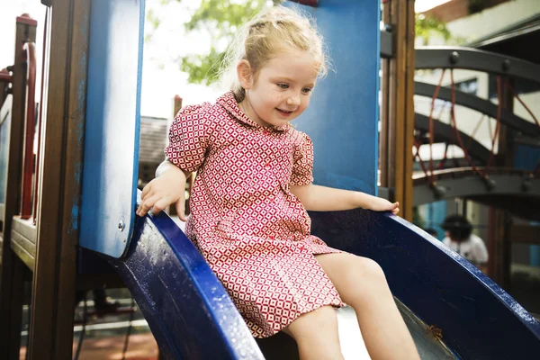 Menina Jogando Playground Escola Photoset Original — Fotografia de Stock