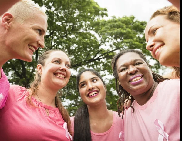 Жінки Підтримують Боротьбу Раком Молочної Залози Оригінальні Фотосесії — стокове фото