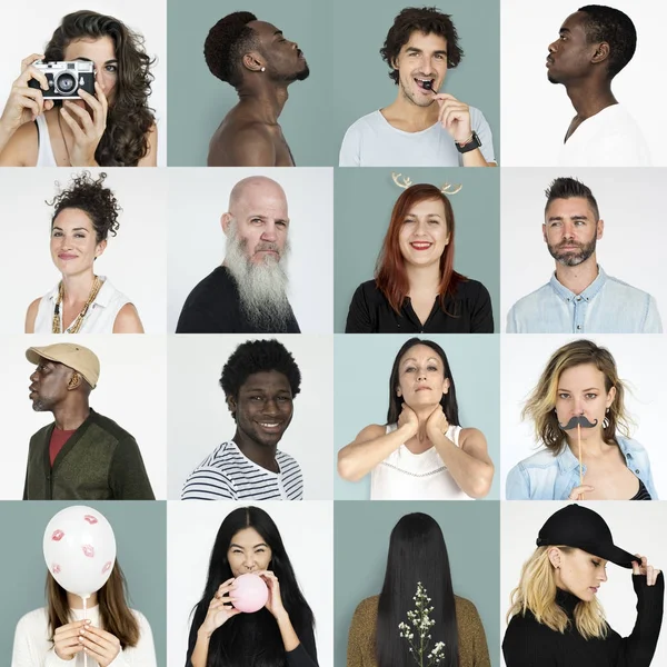 Set Portraits Diversity People Collage Concept — Stock Photo, Image