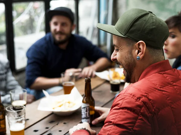 Diverse People Hanging Out in Pub — Stock Photo, Image