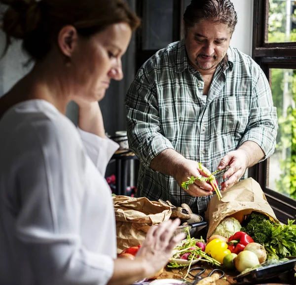 Mensen Koken Keuken Originele Fotoset — Stockfoto