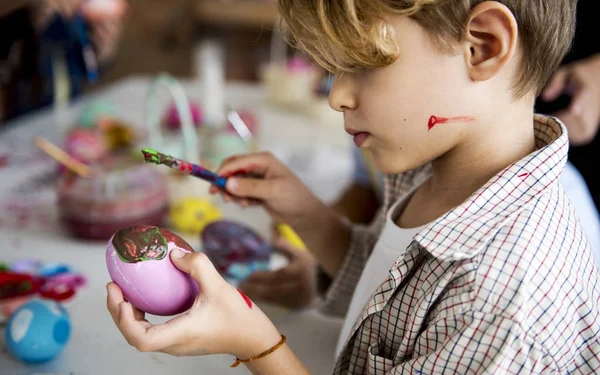 Grupo Escolares Primaria Para Colorear Huevos Pascua Fotoset Original —  Fotos de Stock