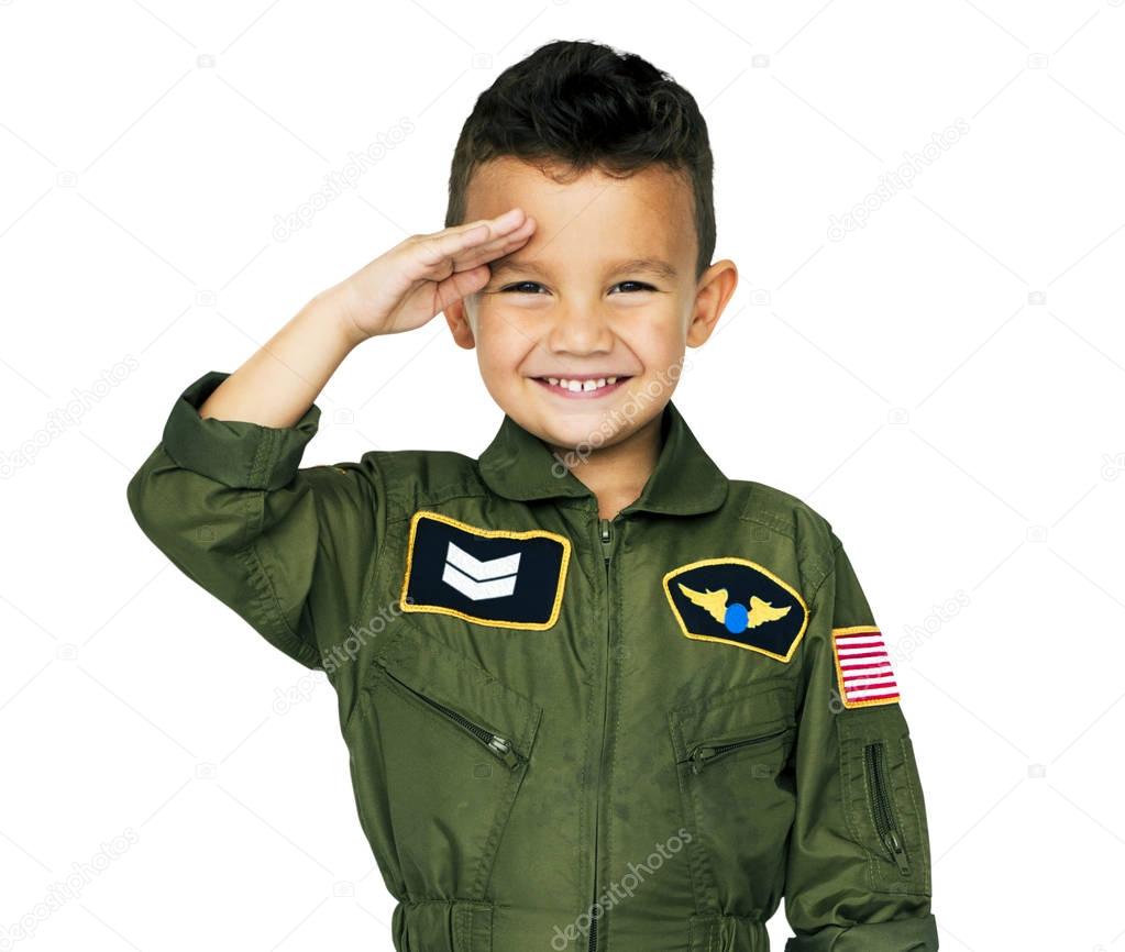 Schoolboy with pilot uniform for dream occupation, original photoset 