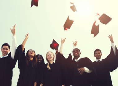 Çeşitli mezun olan öğrencilerin, özgün grup photoset