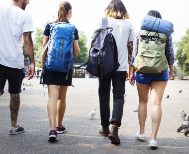 Chiang Mai Tayland, özgün Backpackers üzerinde arkadan görünüm photoset