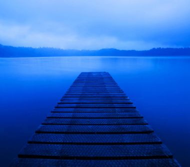 Sakin huzurlu lake İskelesi, Yeni Zelanda, orijinal ile photoset