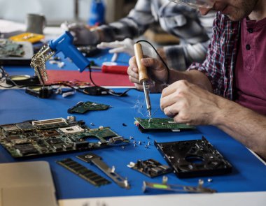 Elektronik devre kartı, özgün kalay lehim el photoset