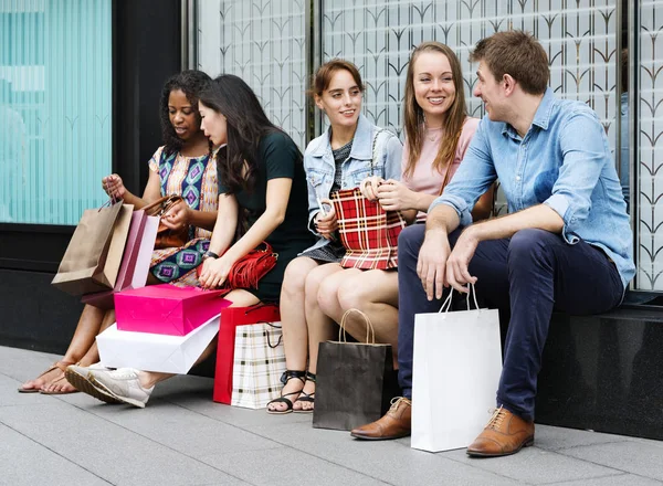 Groep Van Mensen Shopping Concept Originele Photoset — Stockfoto