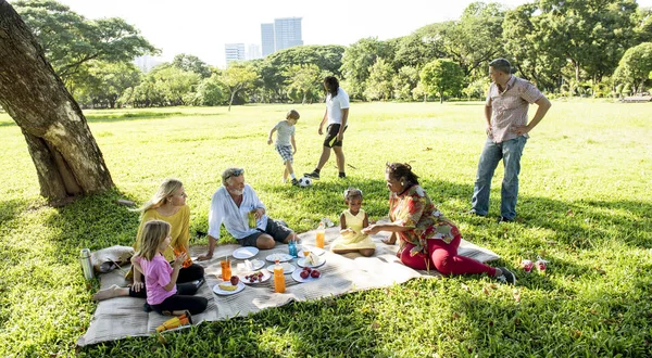 Семейный пикник на открытом воздухе — стоковое фото