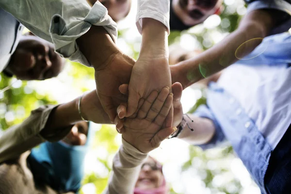 Group Diverse Youth Teamwork Joined Hands Original Photoset — Stock Photo, Image
