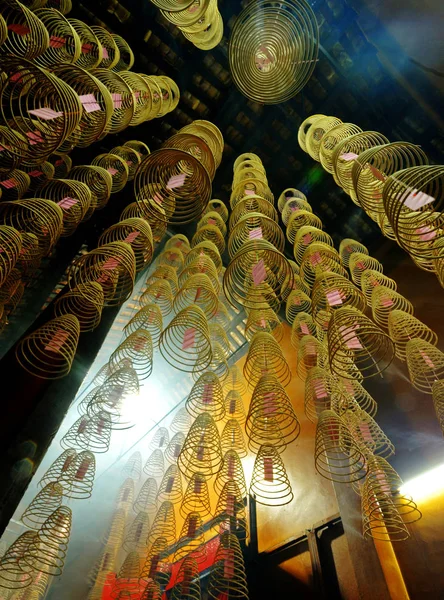 Bobinas Incenso Queimando Templo Chinês Photoset Original — Fotografia de Stock
