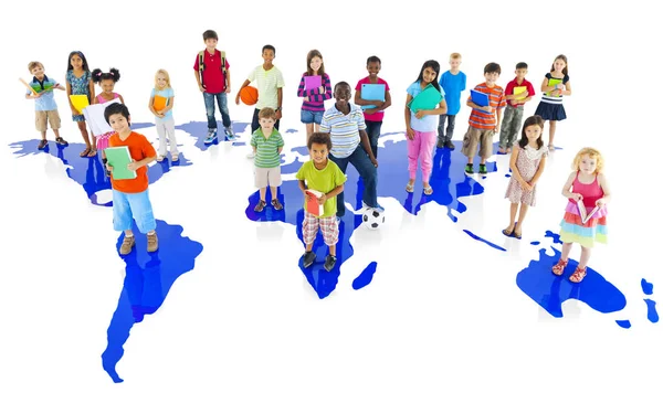 Group of diverse kids in studio — Stock Photo, Image