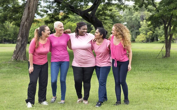 Женщины Поддерживают Борьбу Раком Молочной Железы Оригинальный Фотосет — стоковое фото