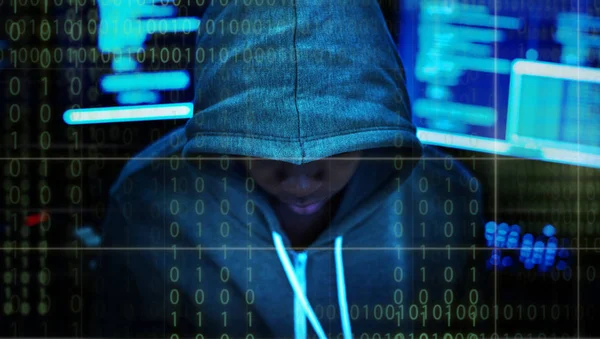 Hacker Hoody Computer Background Original Photoset — Stock Photo, Image