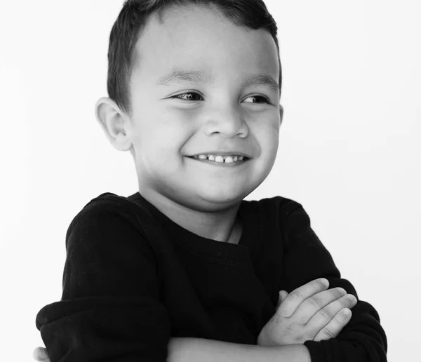 Studiový Portrét Malého Chlapce Bílém Pozadí Originální Sada Fotek — Stock fotografie