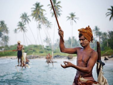 Geleneksel Uzunbacak balıkçılar Sri Lanka. Kavramı, özgün photoset