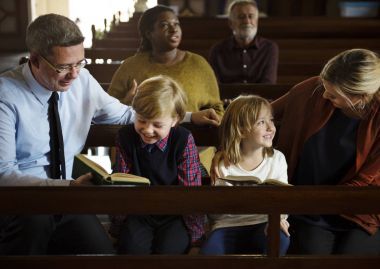 people praying in Church clipart