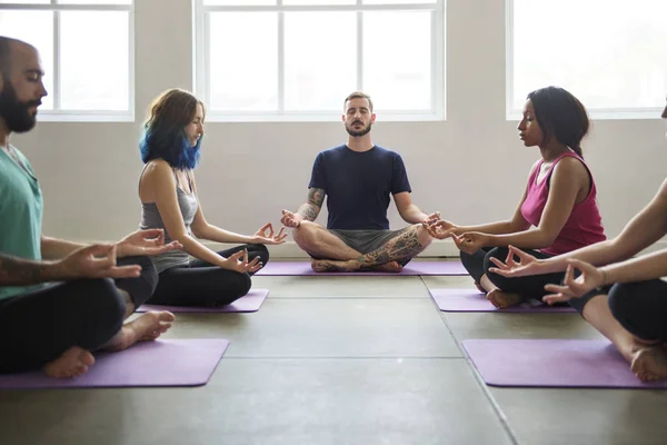 Group of diverse people are joining a yoga class, original photoset